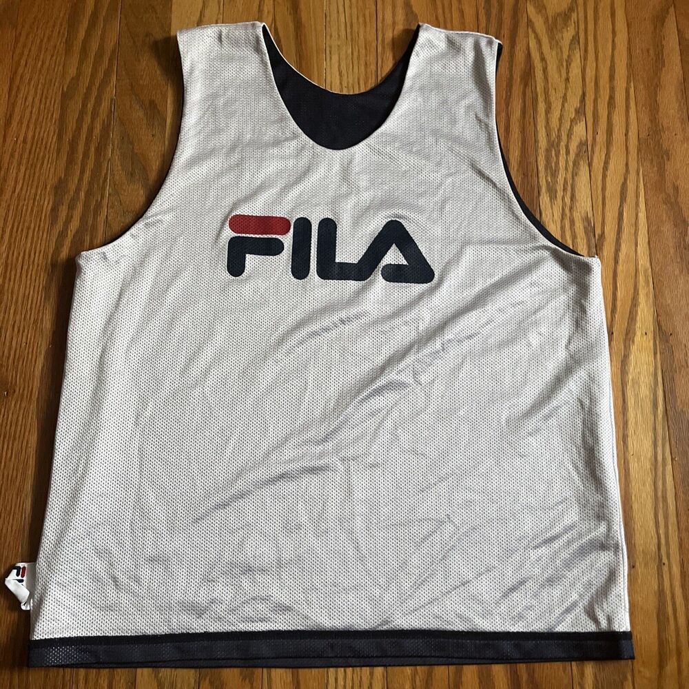 Fila Mesh Tank Top Sz S/M Blue White Reversible Basketball Train Outdoor Jersey